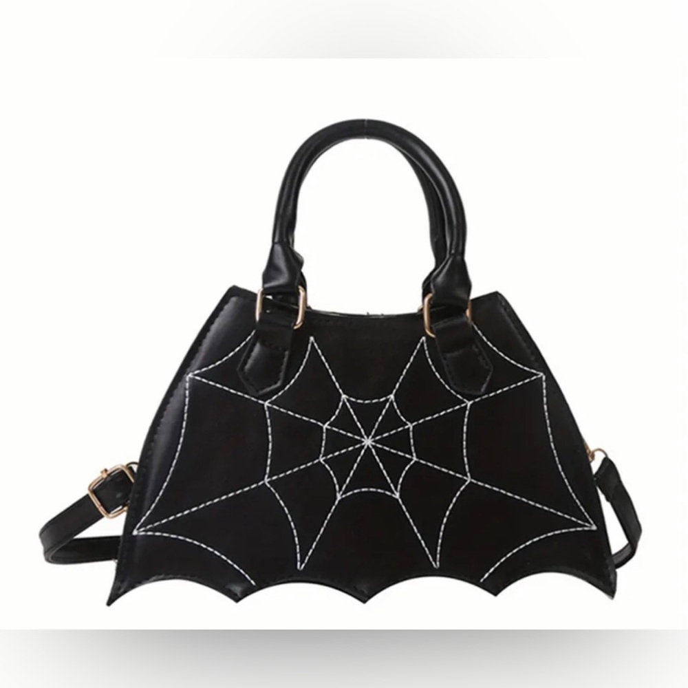 NEW - Black Spiderweb Batwing Satchel Handbag